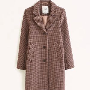 Abercrombie & Fitch Houndstooth Wool Blend Dad Coat